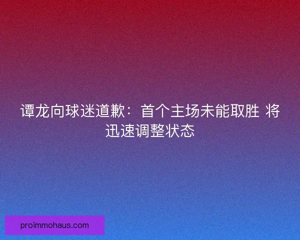 谭龙向球迷道歉：首个主场未能取胜 将迅速调整状态